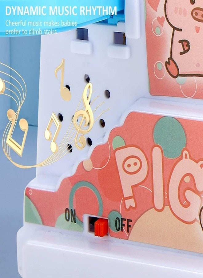 Fezeedi Pig Slide Toy Set, Funny Automatic Stair-Climbing Piglings Cartoon Race Track Set Little Lovely Pig Slide Toy Escalator Toy with Lights and Music_3 Pig Included - Image 5